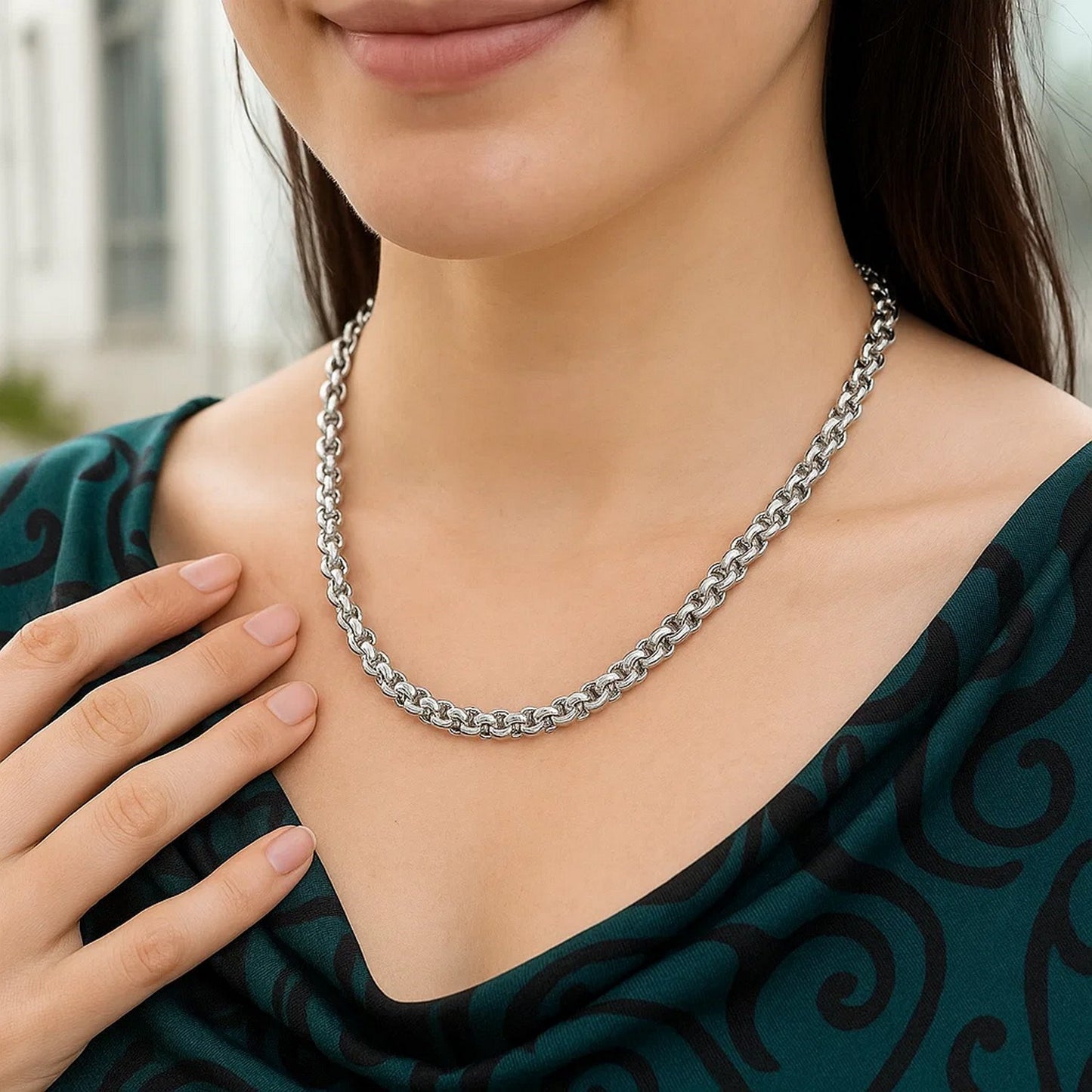 Sterling Silver Rolo Link Necklace