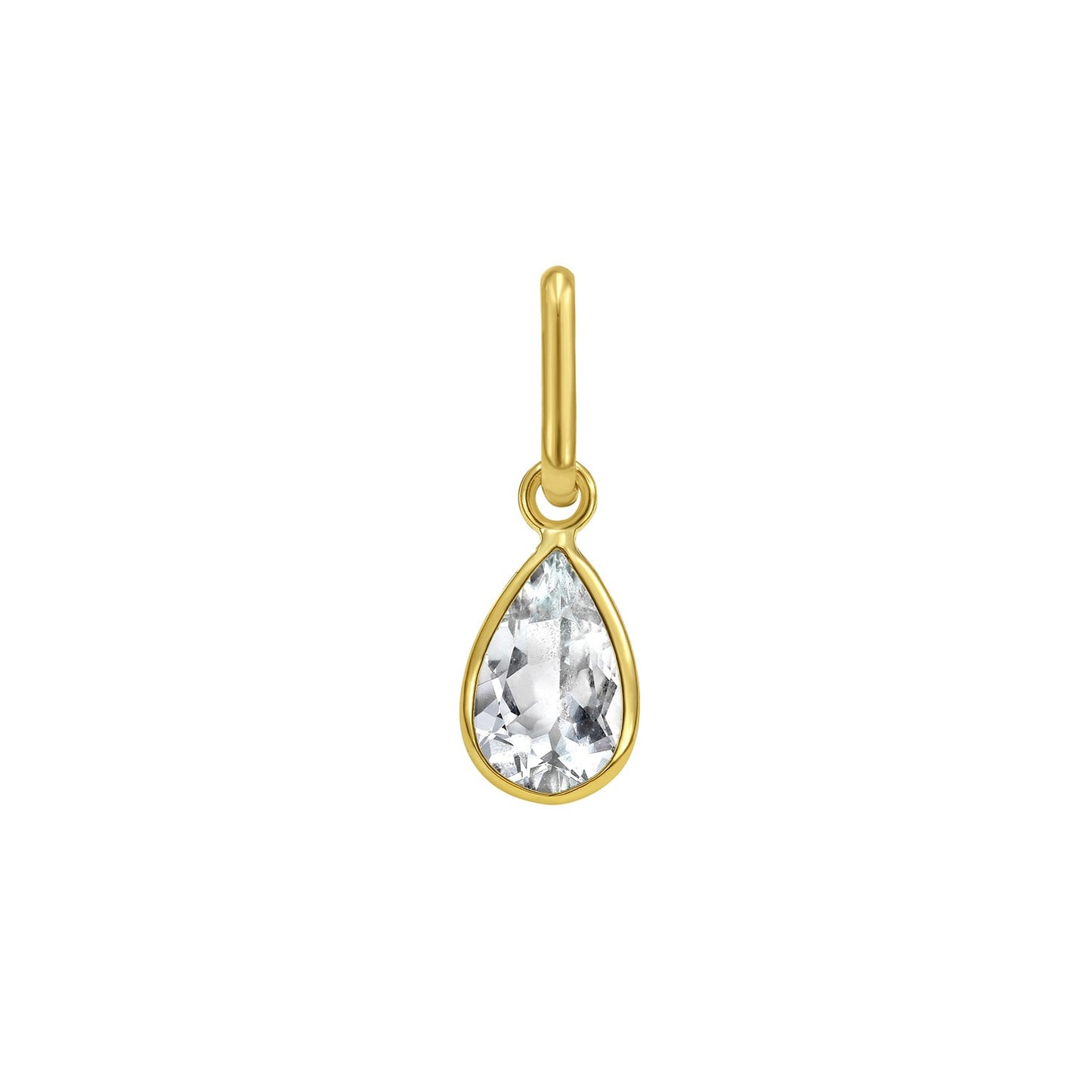 14K Yellow Gold Pear Aqua Charm Pendant