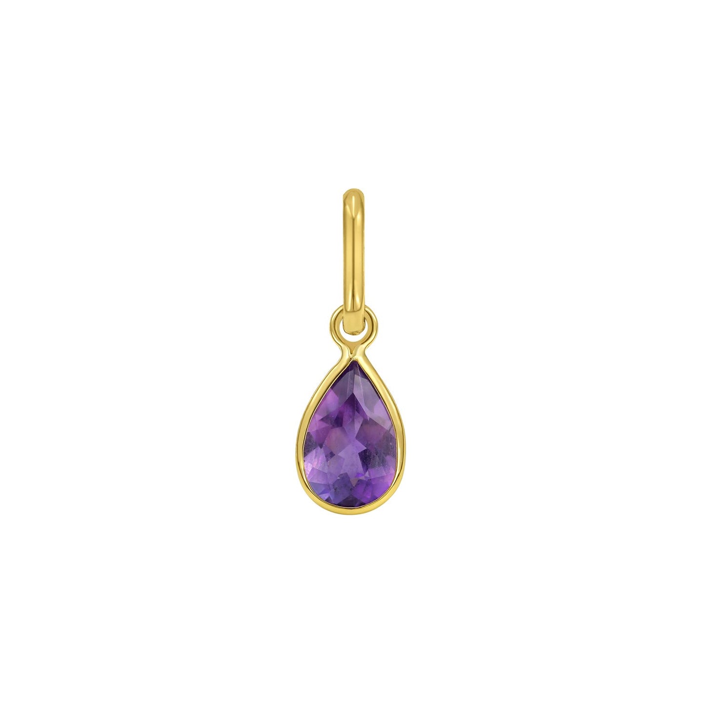 14K Yellow Gold Pear Amethyst Charm Pendant