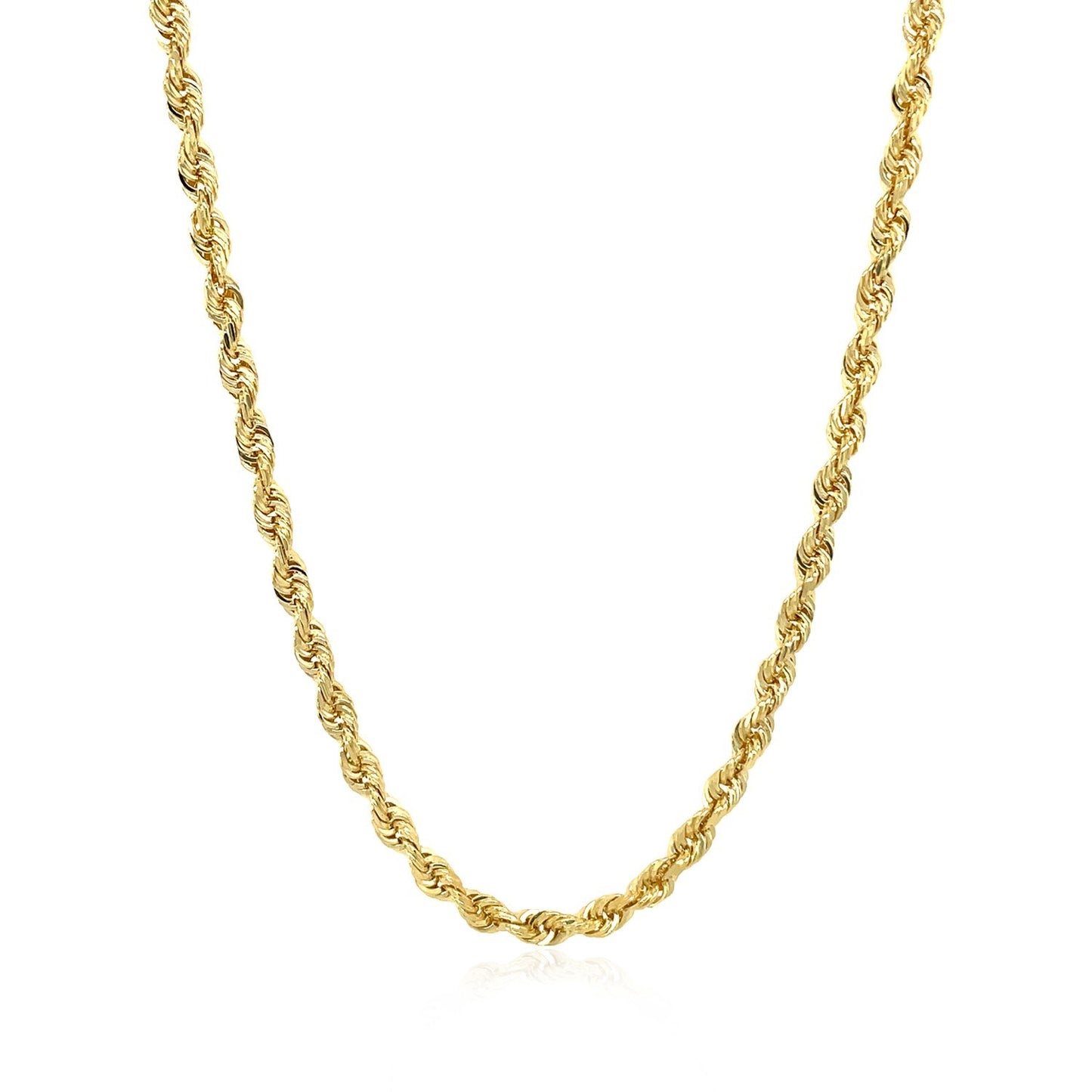 14K Yellow Gold Hollow Diamond Cut Rope Chain (3.2 mm)