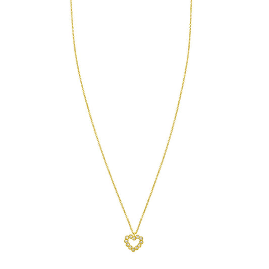 14K Yellow Gold Petite Diamond Heart Necklace