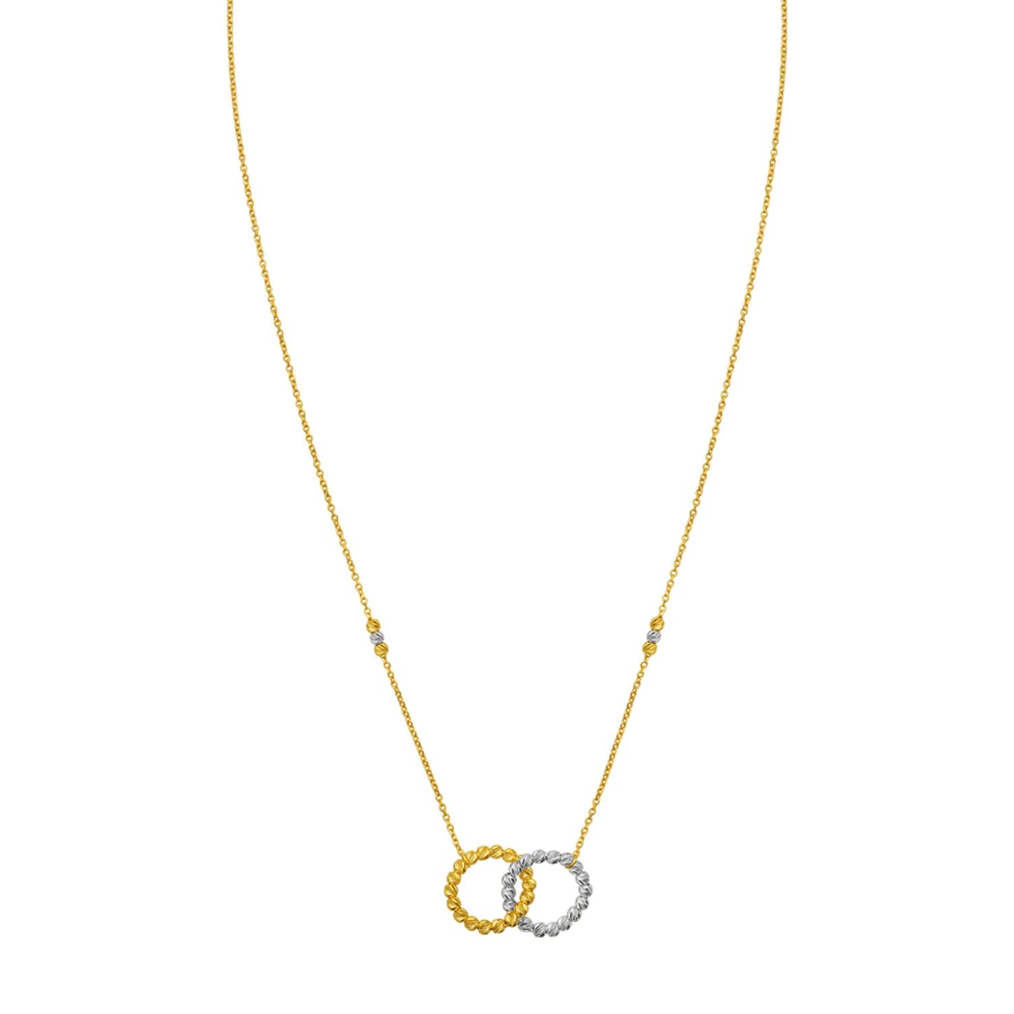 14K Two Tone Gold Interlocking Circle Necklace
