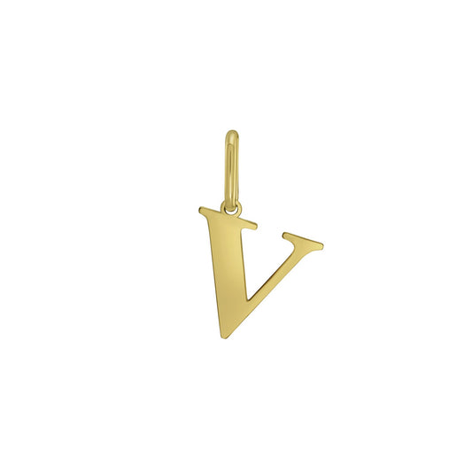 14K Yellow Gold Initial V Charm Pendant