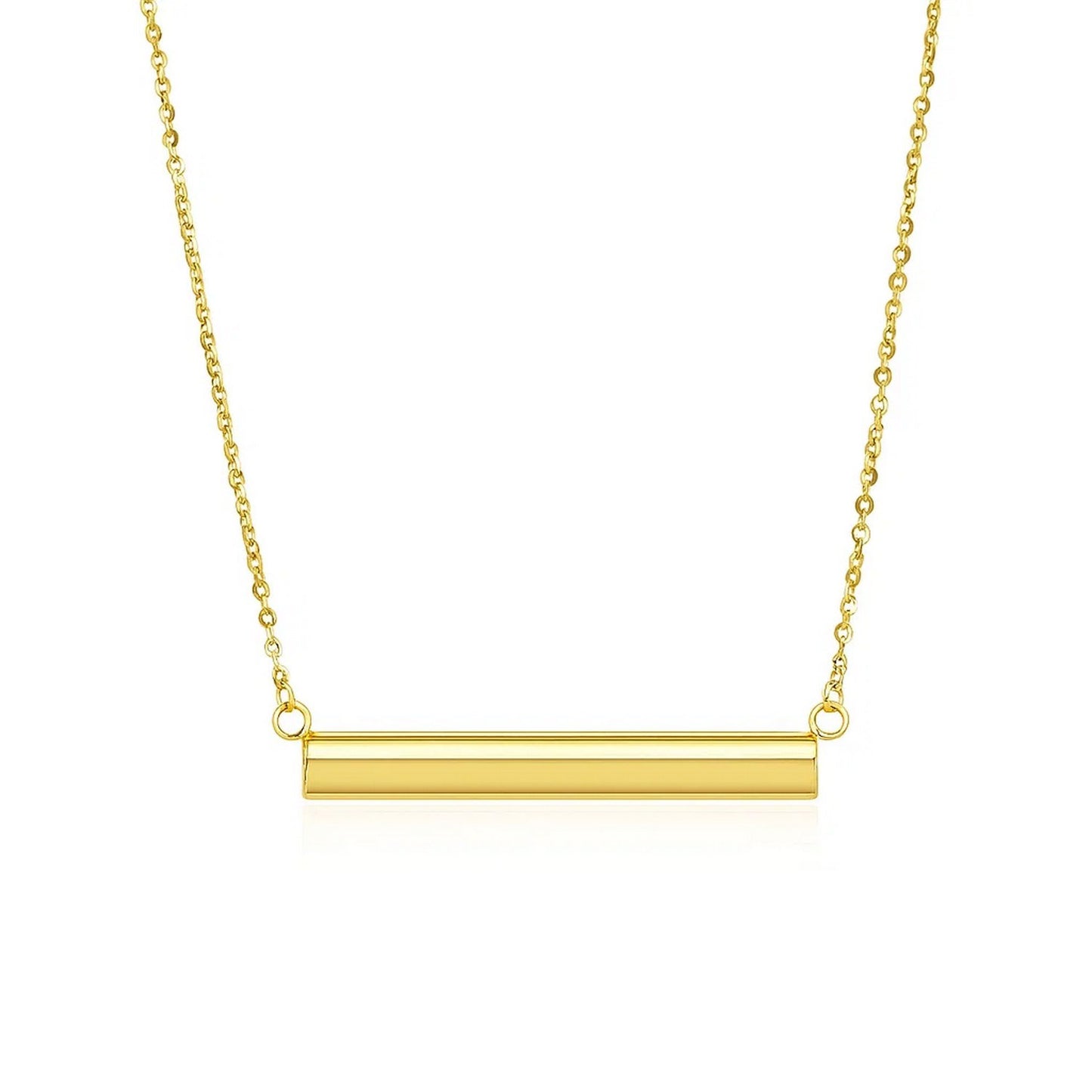 14k Yellow Gold Chain Necklace with a Shiny Flat Bar