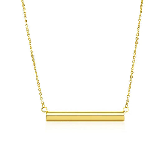 14k Yellow Gold Chain Necklace with a Shiny Flat Bar