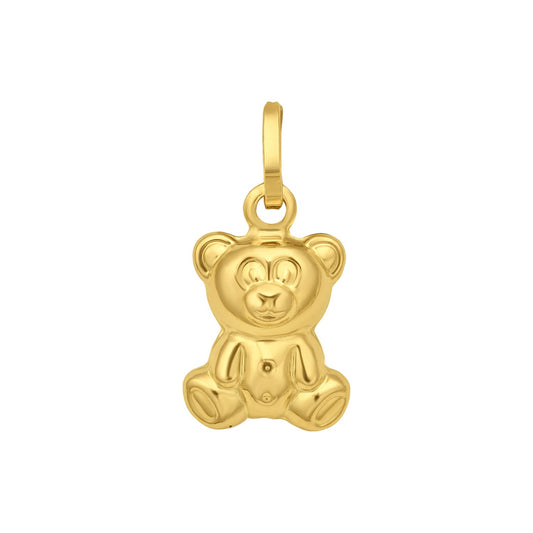 14K Yellow Gold Polished Teddy Bear Charm Pendant