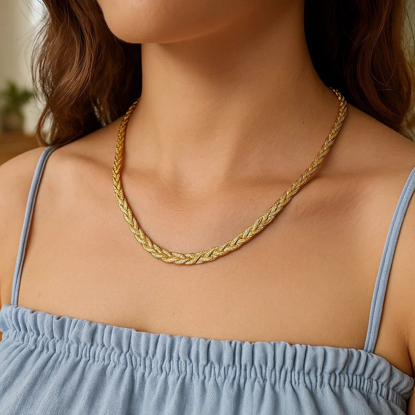 14k Yellow Gold Braided Herringbone Chain (3.20 mm)