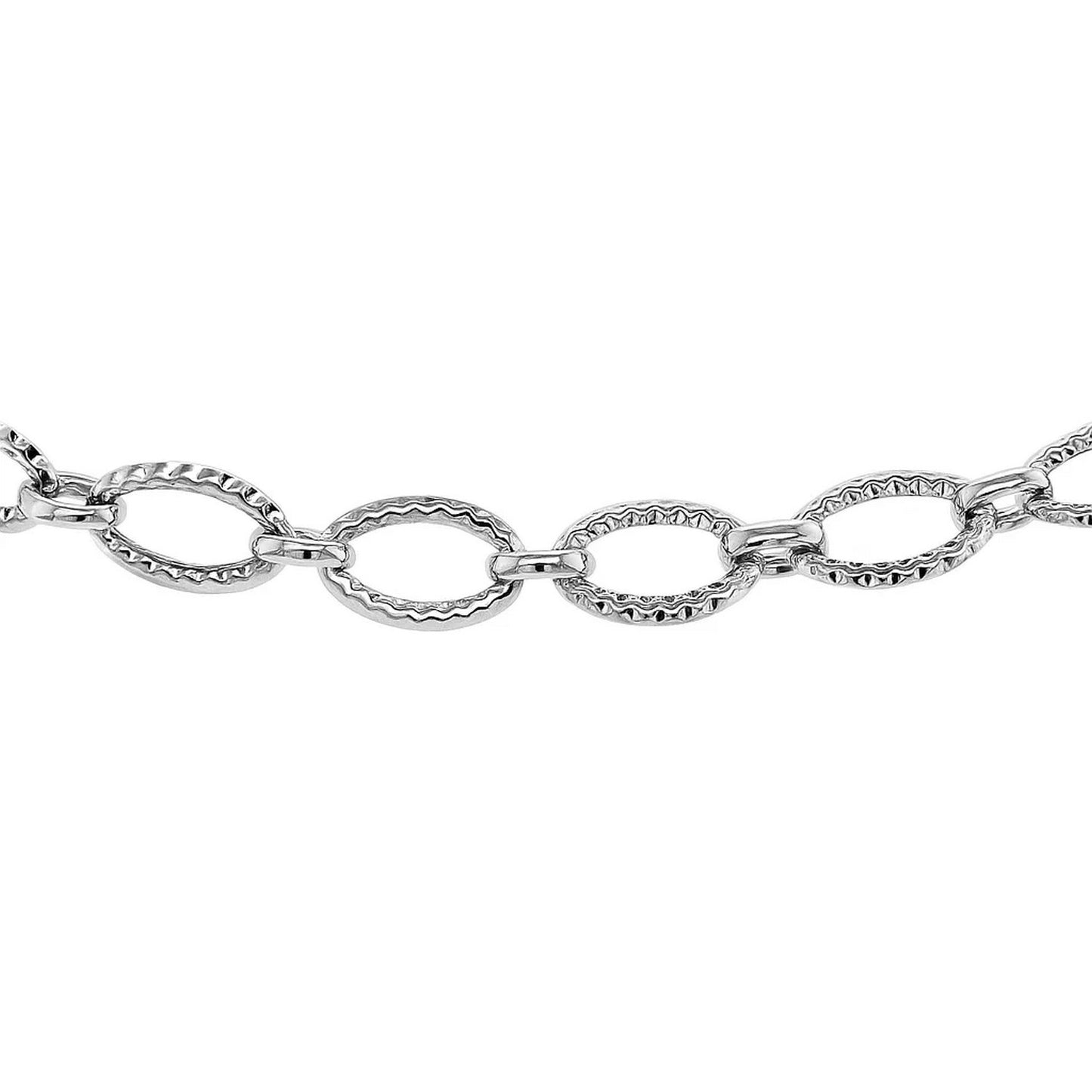 Textured Oval Link Bracelet in 14k White Gold (8.60 mm)