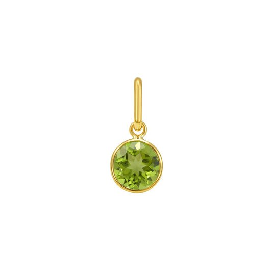 14K Yellow Gold Round Peridot Charm Pendant