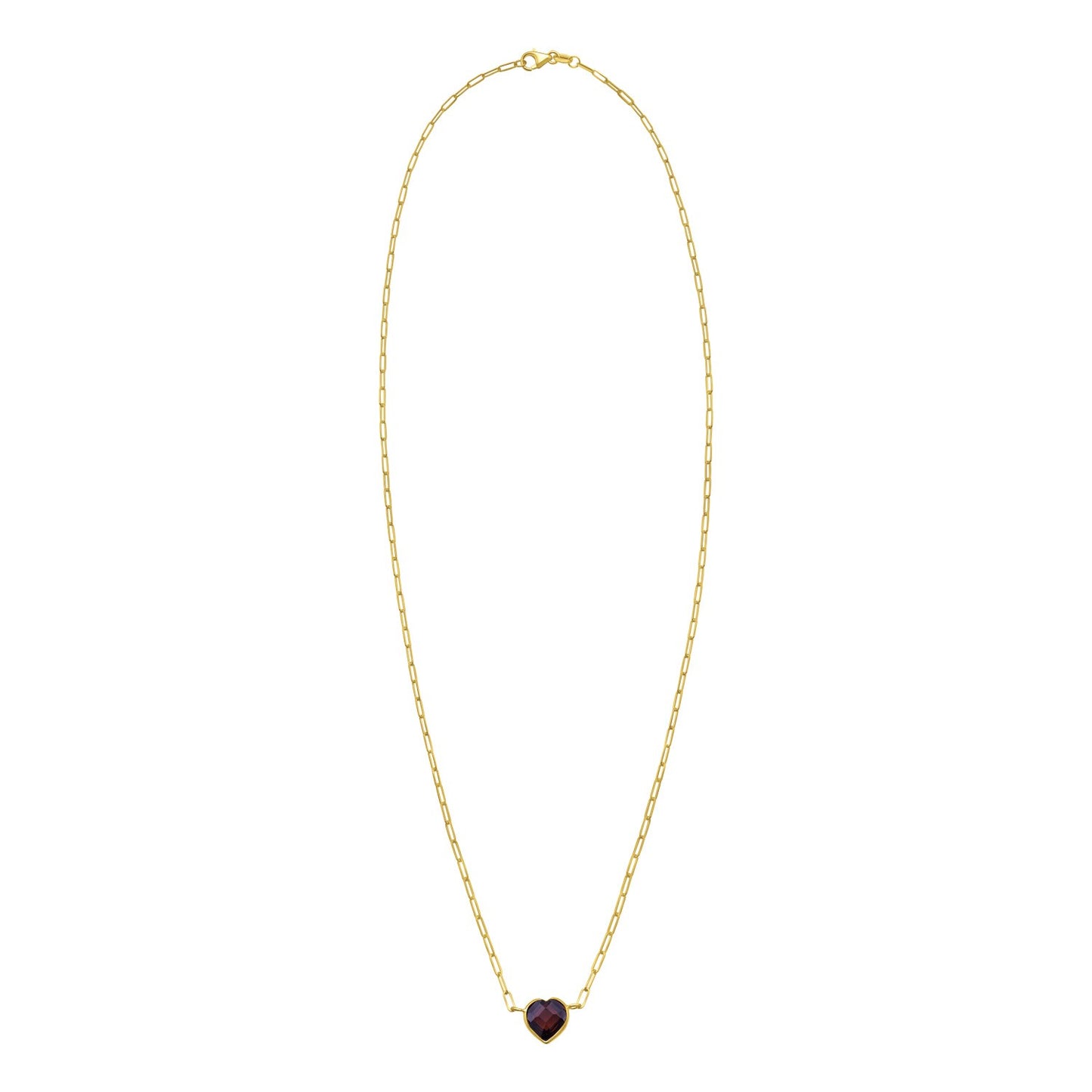 14K Yellow Gold Garnet Heart Necklace (1.50 mm)