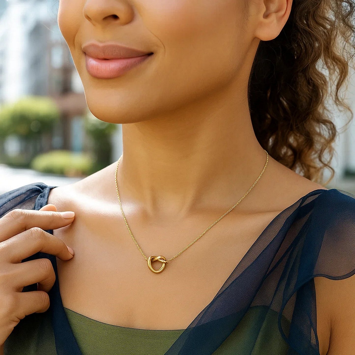 14K Yellow Gold Love Knot Necklace