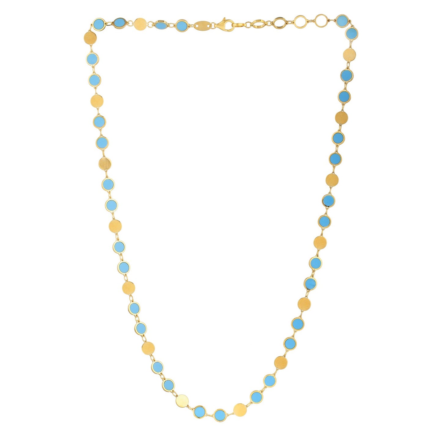 Turquoise Composite Gem Alternating Necklace in 14K Yellow Gold (5.00 mm)