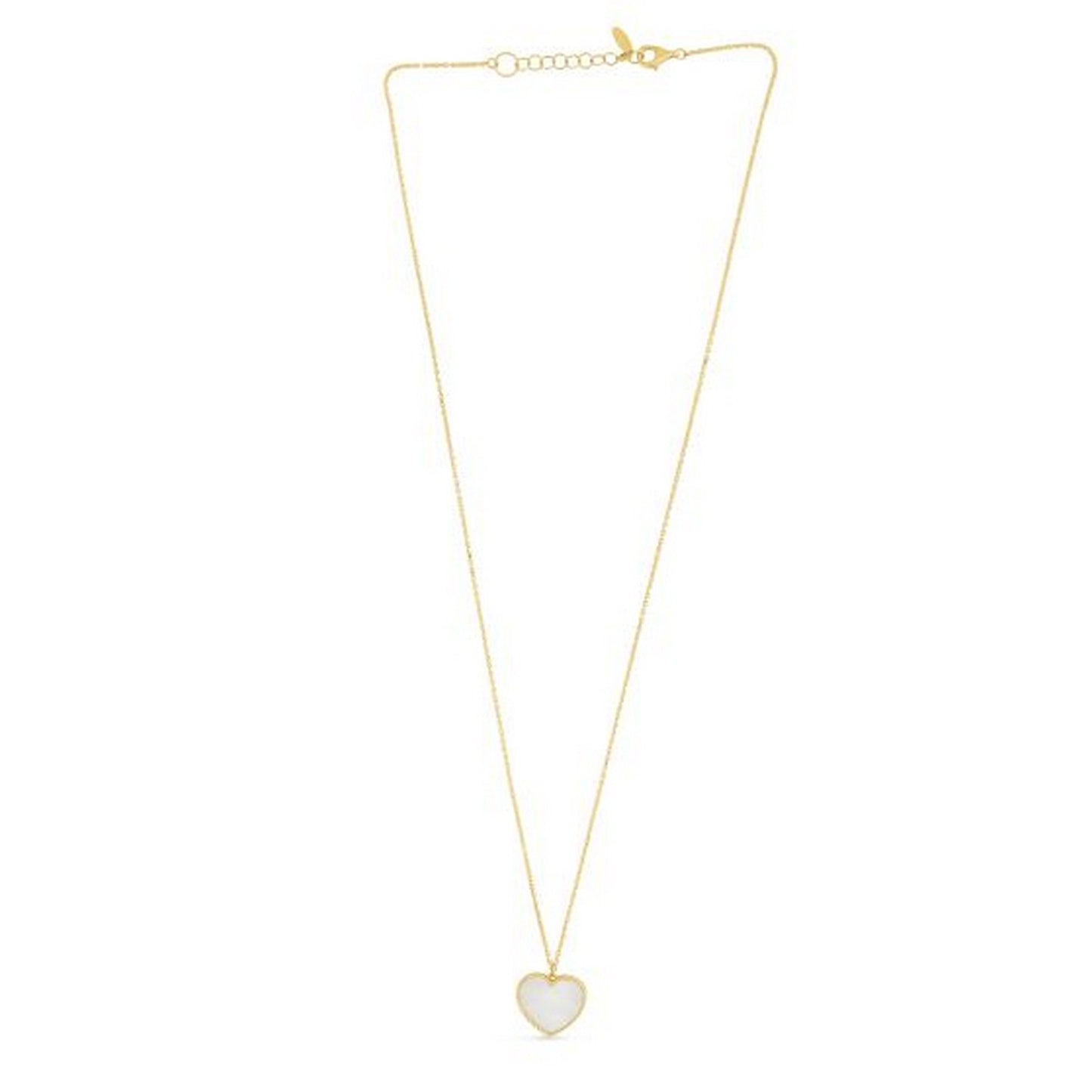 14k Yellow Gold High Polish Heart Pearl Paste Necklace