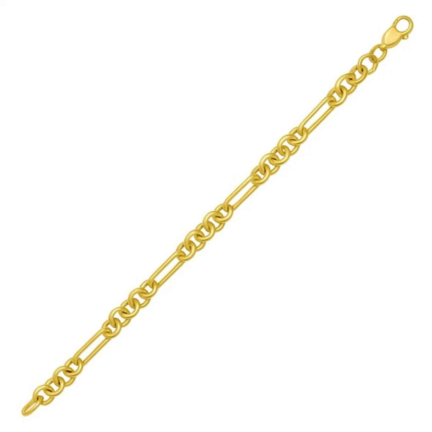 14K Yellow Gold Five And One Paperclip Link Chain Bracelet