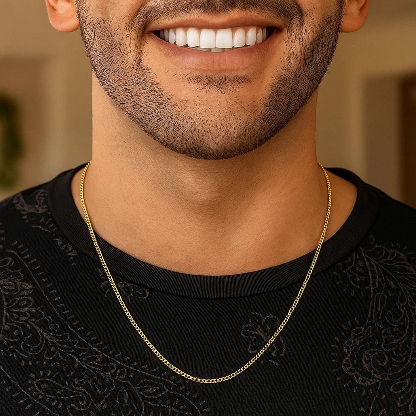 14k Yellow Gold Solid Curb Chain (2.60 mm)