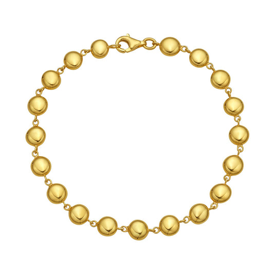 14K Yellow Gold Polished Pebble Bead Bracelet (6.00 mm)