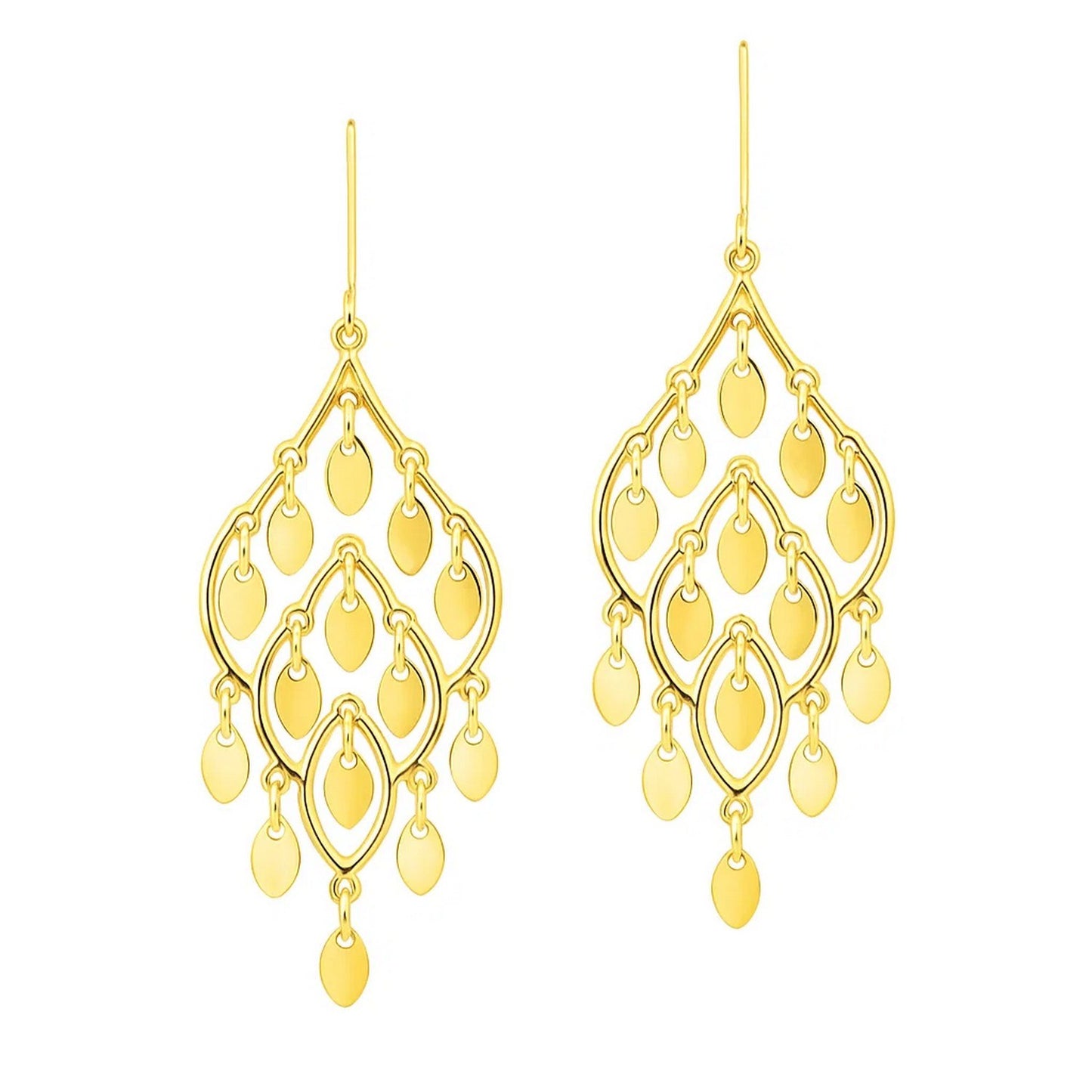 14K Yellow Gold Polished Chandelier Earring