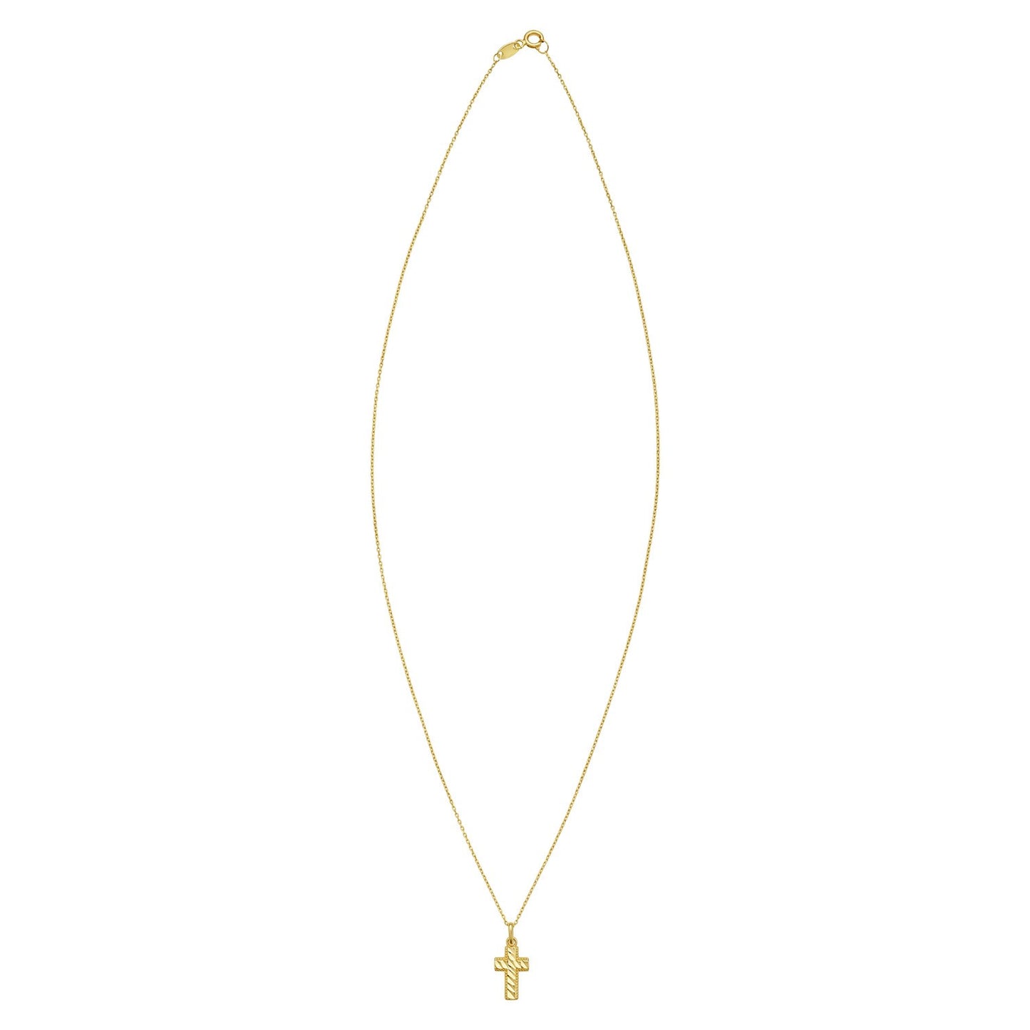 14K Yellow Gold Diamond Cut Cross Necklace