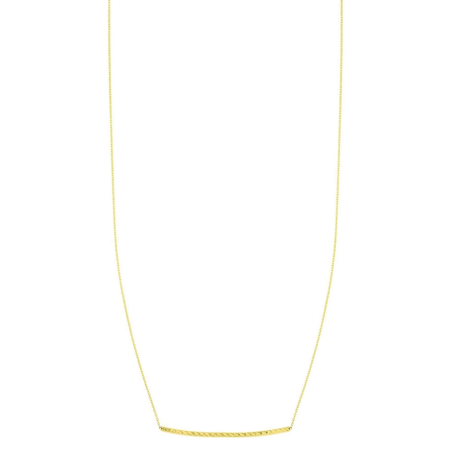14k Yellow Gold Thin Textured Bar Necklace