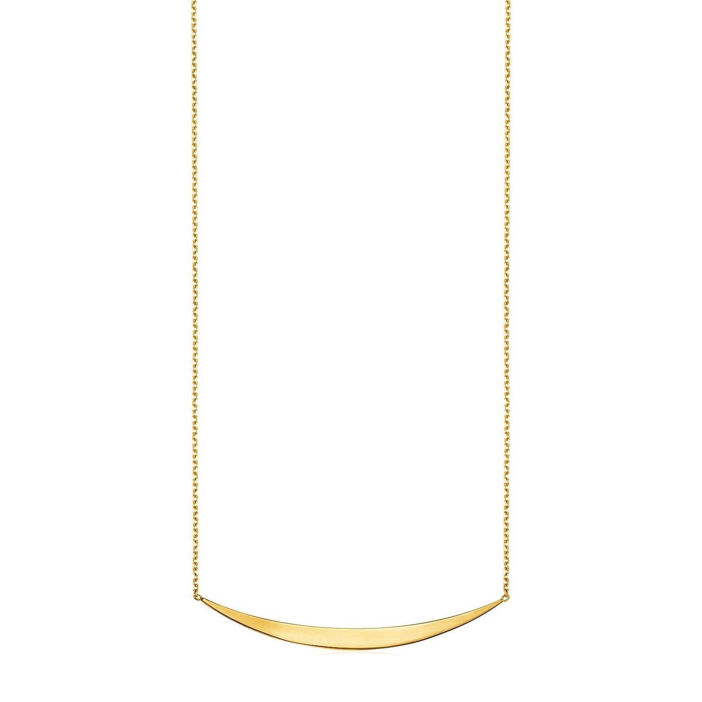 14k Yellow Gold Necklace with Polished Curved Bar Pendant